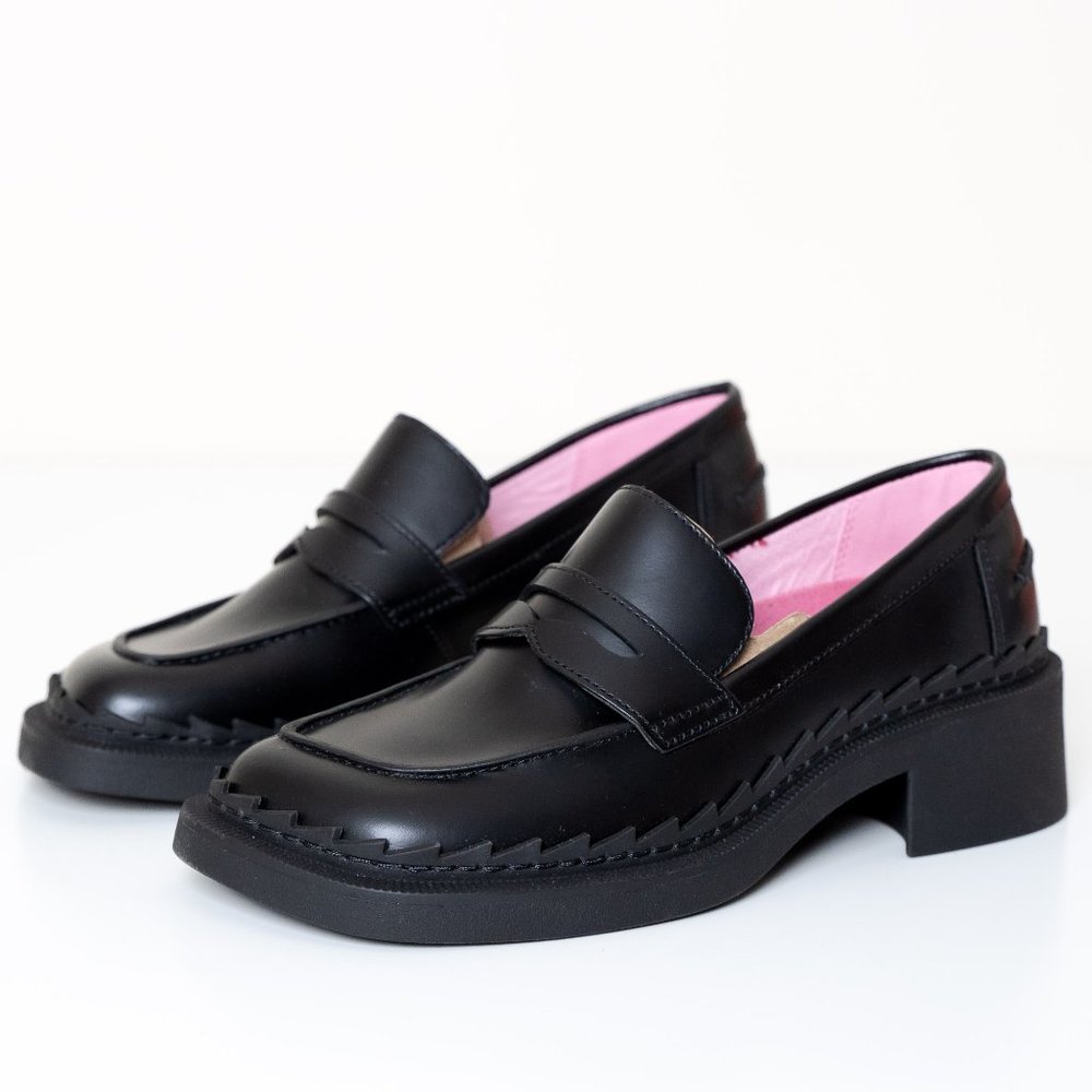 Camper Taylor Leather Loafers Chunky Black Size 37